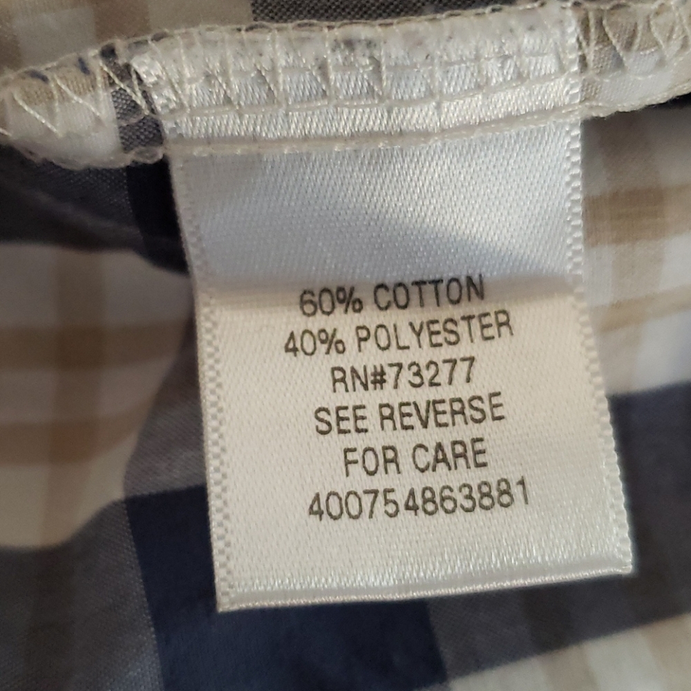 Tan Blue Plaid Short Sleeve Button Down Shirt - Picture 5 of 10